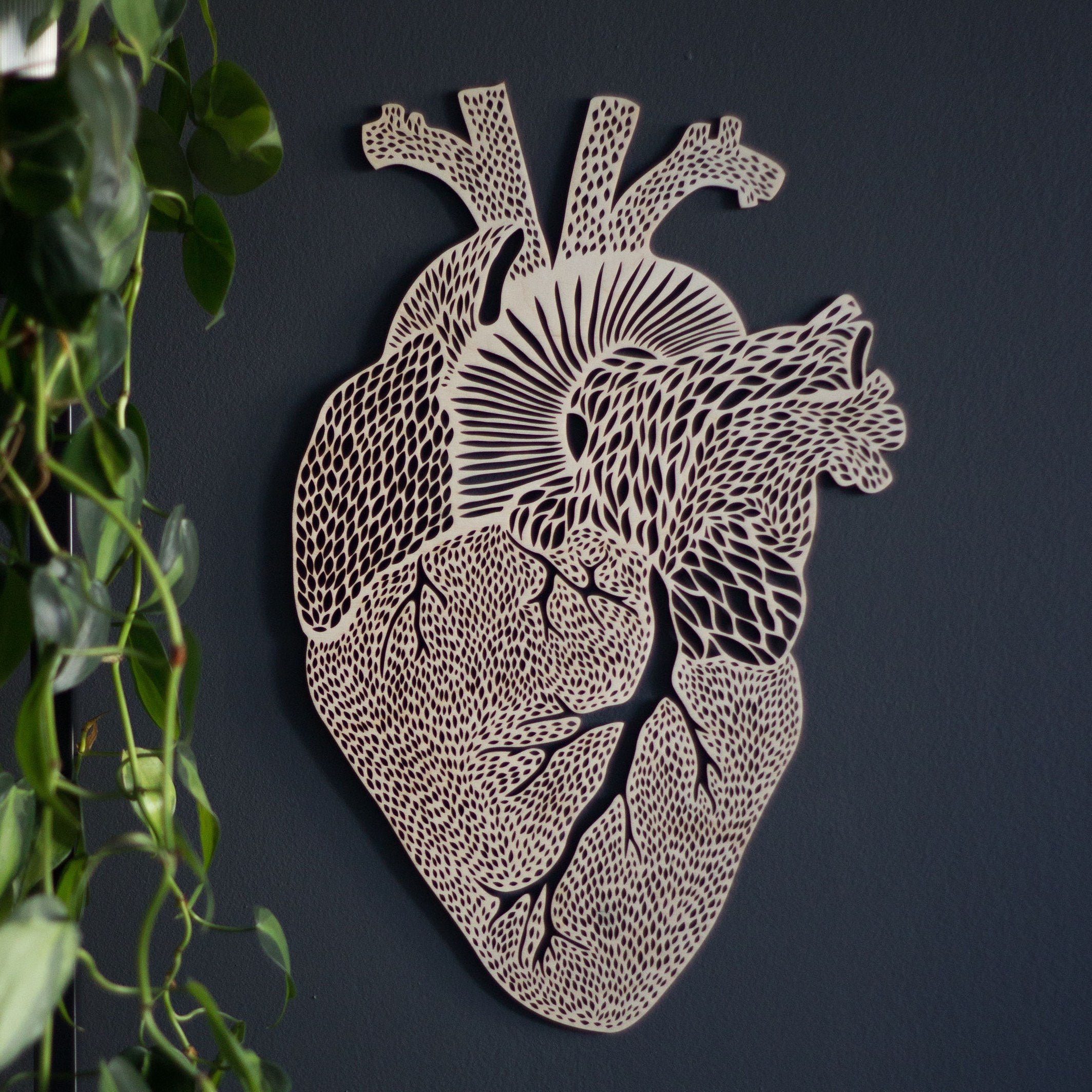 Anatomical Heart Wooden Artwork