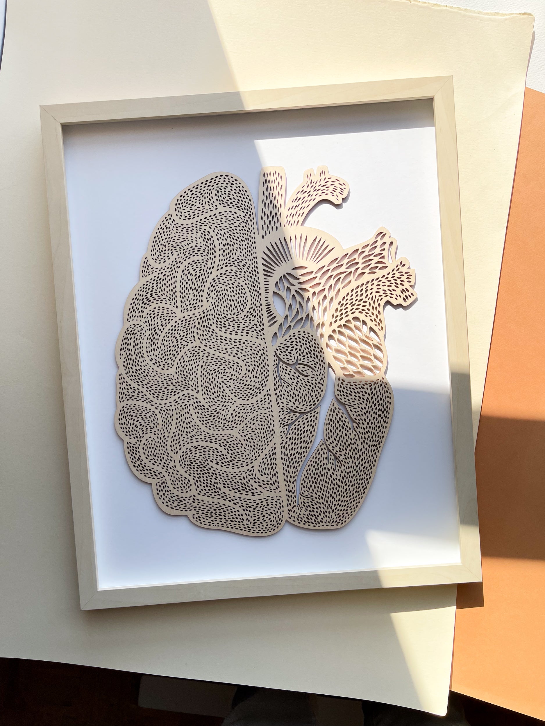 Anatomical Heart Brain Wooden Artwork