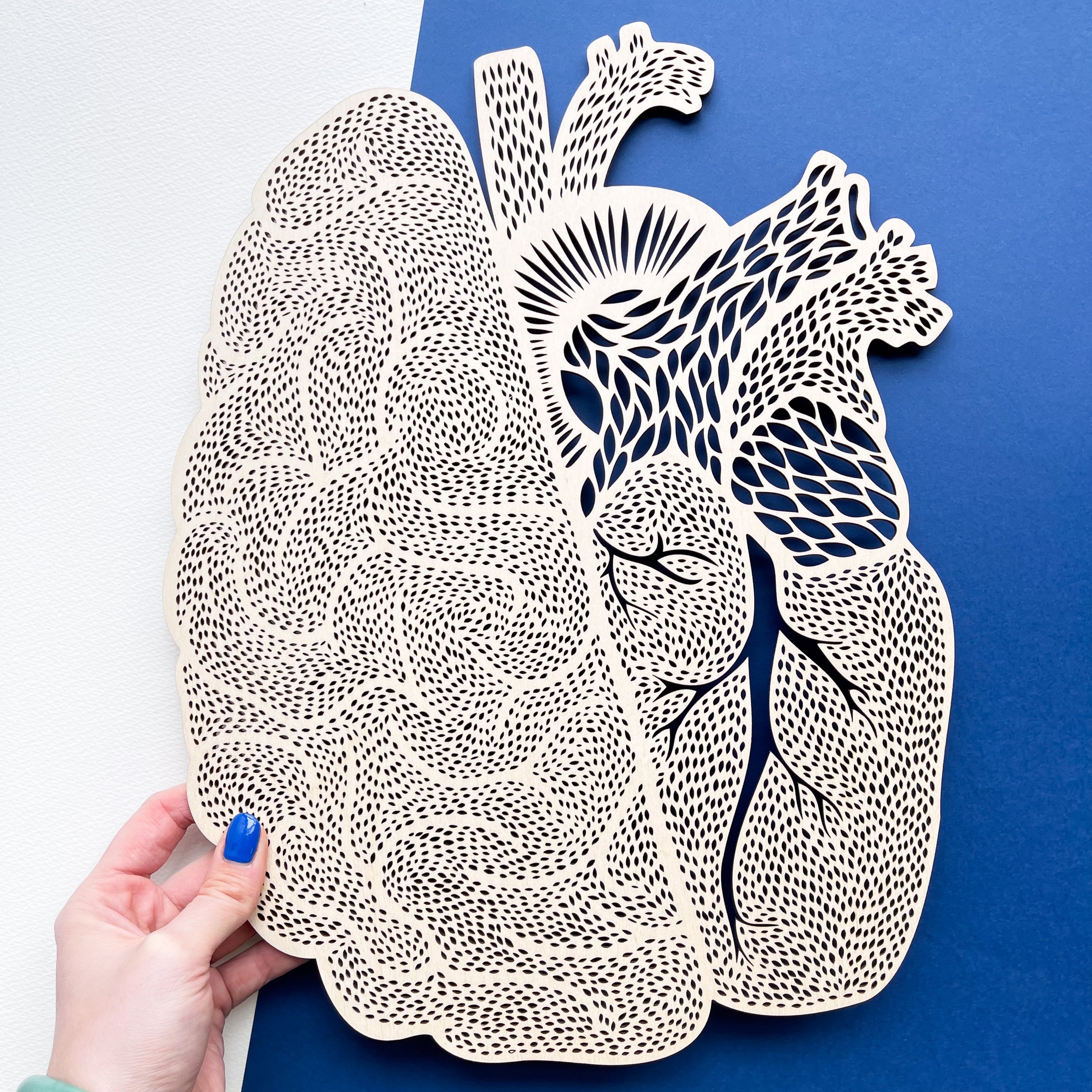 Anatomical Heart Brain Wooden Artwork