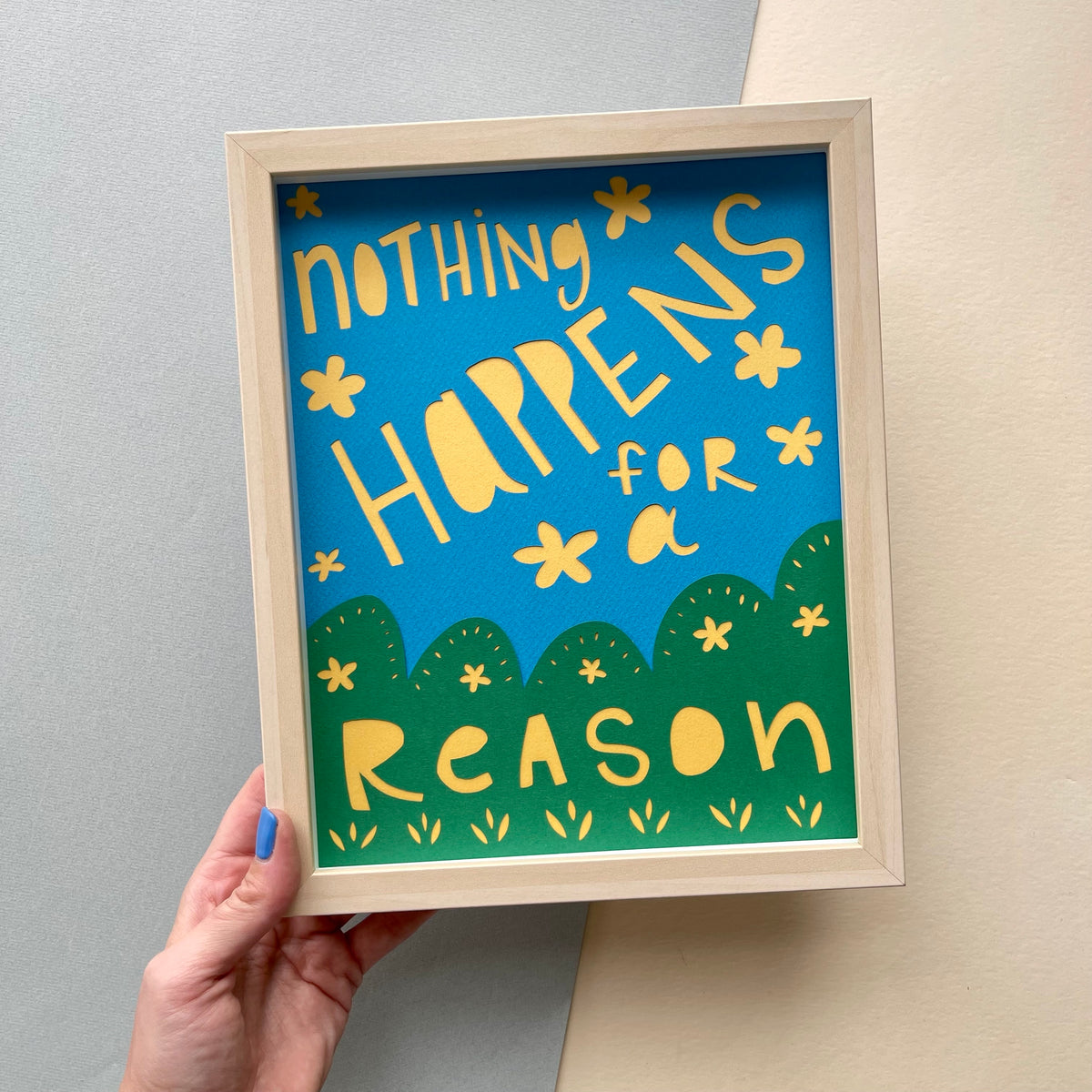 Nothing Happens for a Reason papercutting artwork | Light + Paper