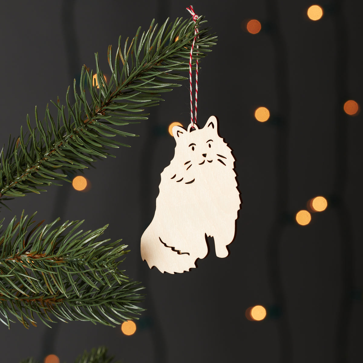 Fluffy Sitting Cat Ornament