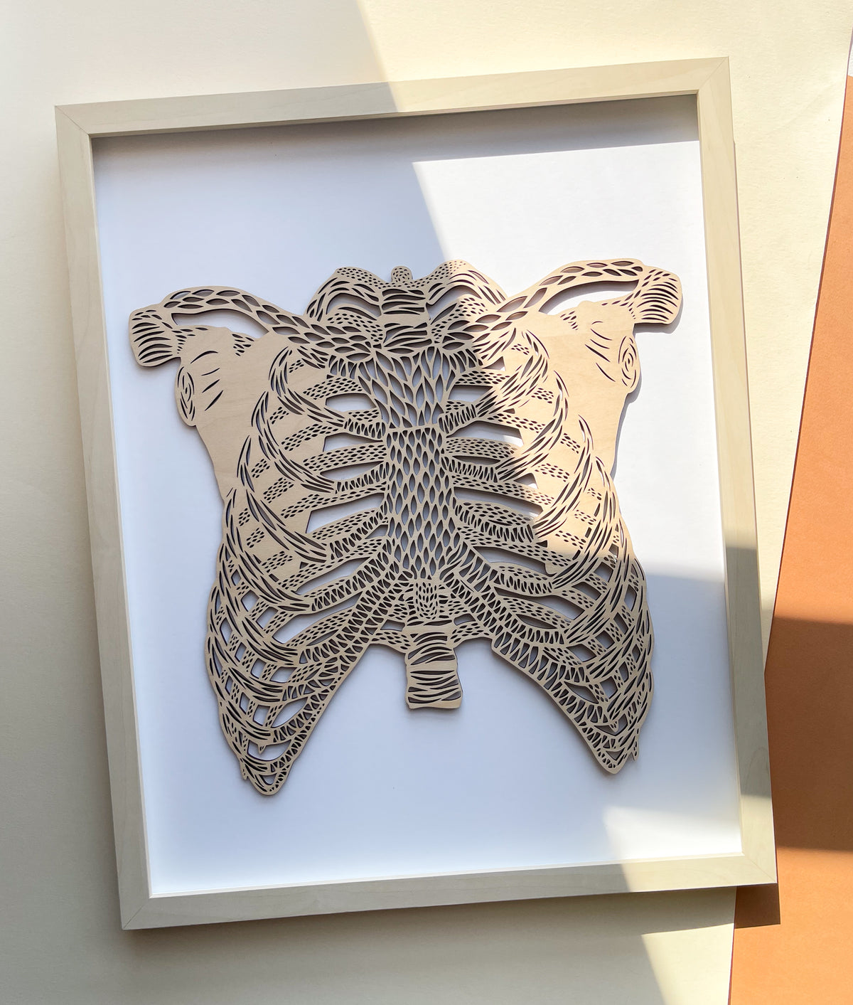 Paper Human Ribs Anatomical Ribs Wooden Artwork | Light + Paper