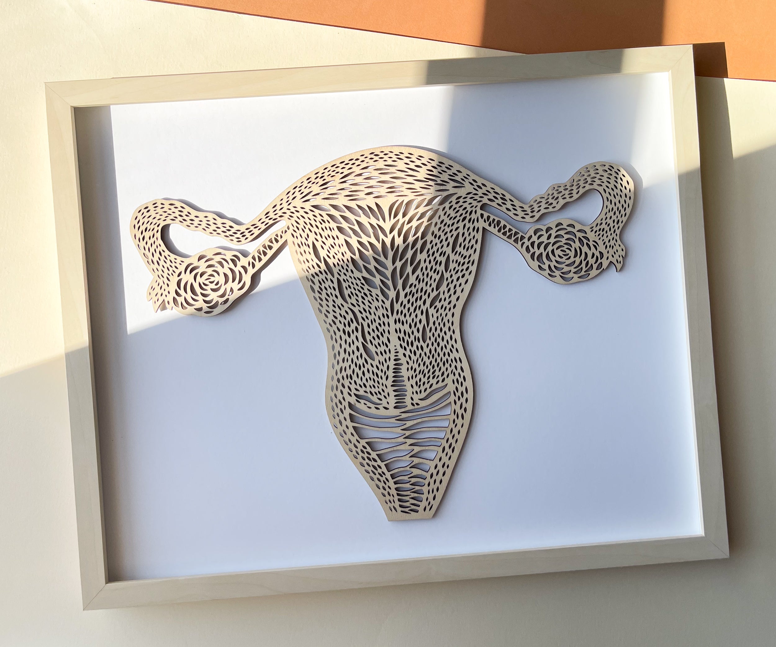 Anatomical Uterus and Ovaries Wooden Artwork