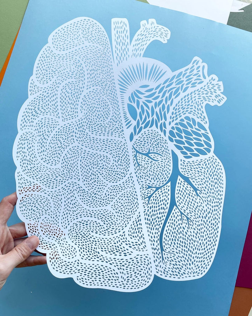 Anatomical Brain/Heart Papercutting Artwork