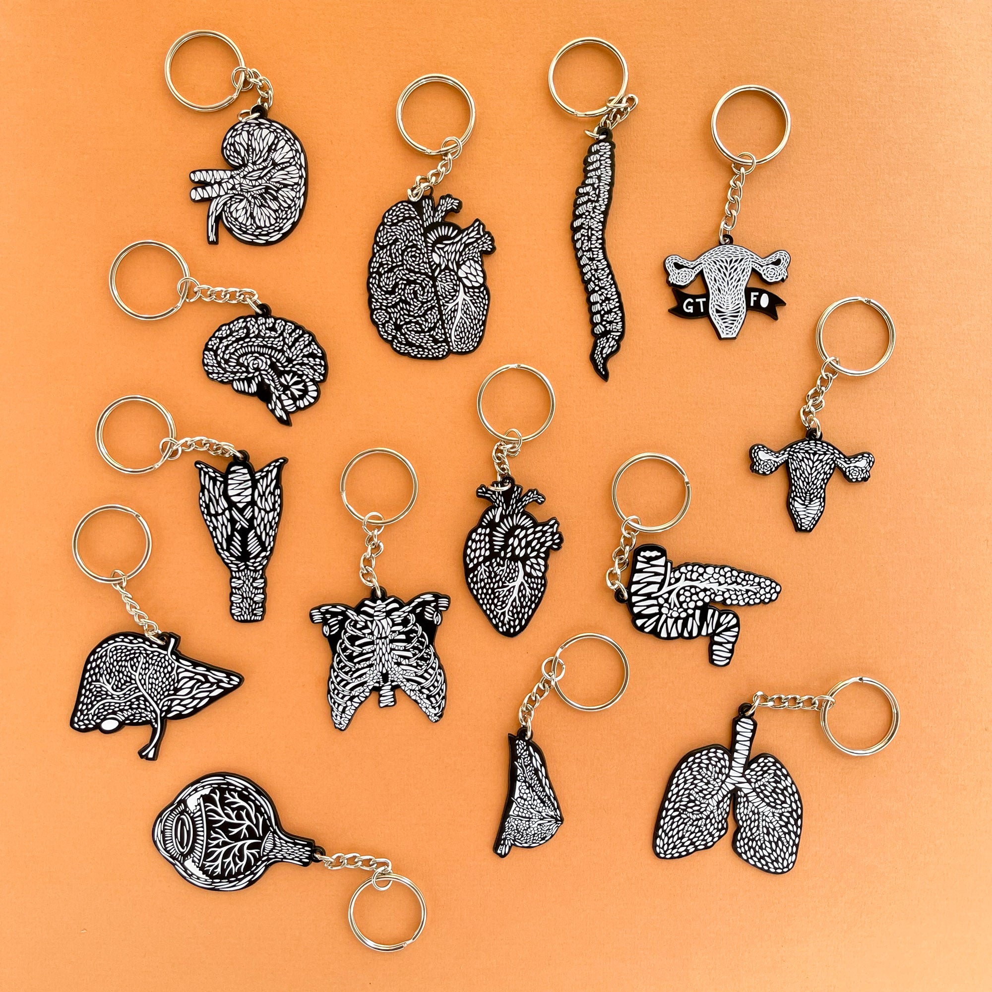 Heart/Brain Enamel Keychain