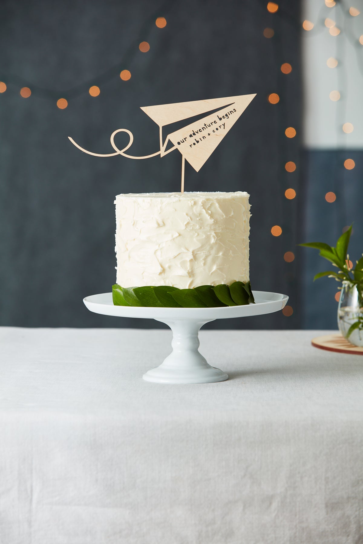 Paper Airplane Adventure Travel Wedding Cake Topper | Light + Paper