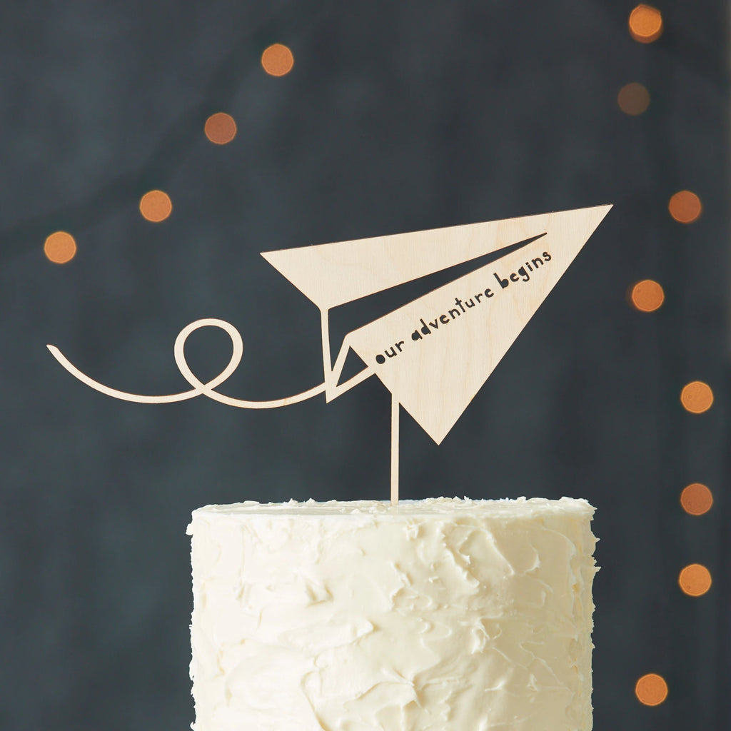 Paper Airplane Adventure Travel Wedding Cake Topper