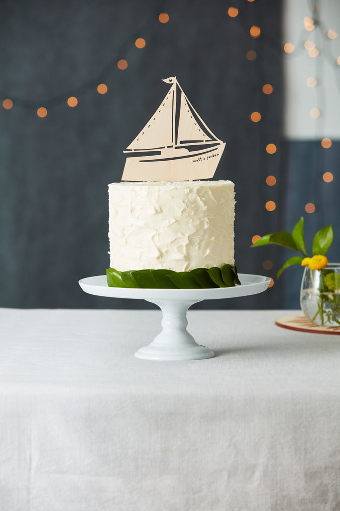 Sailboat Travel Adventure Wedding Cake Topper
