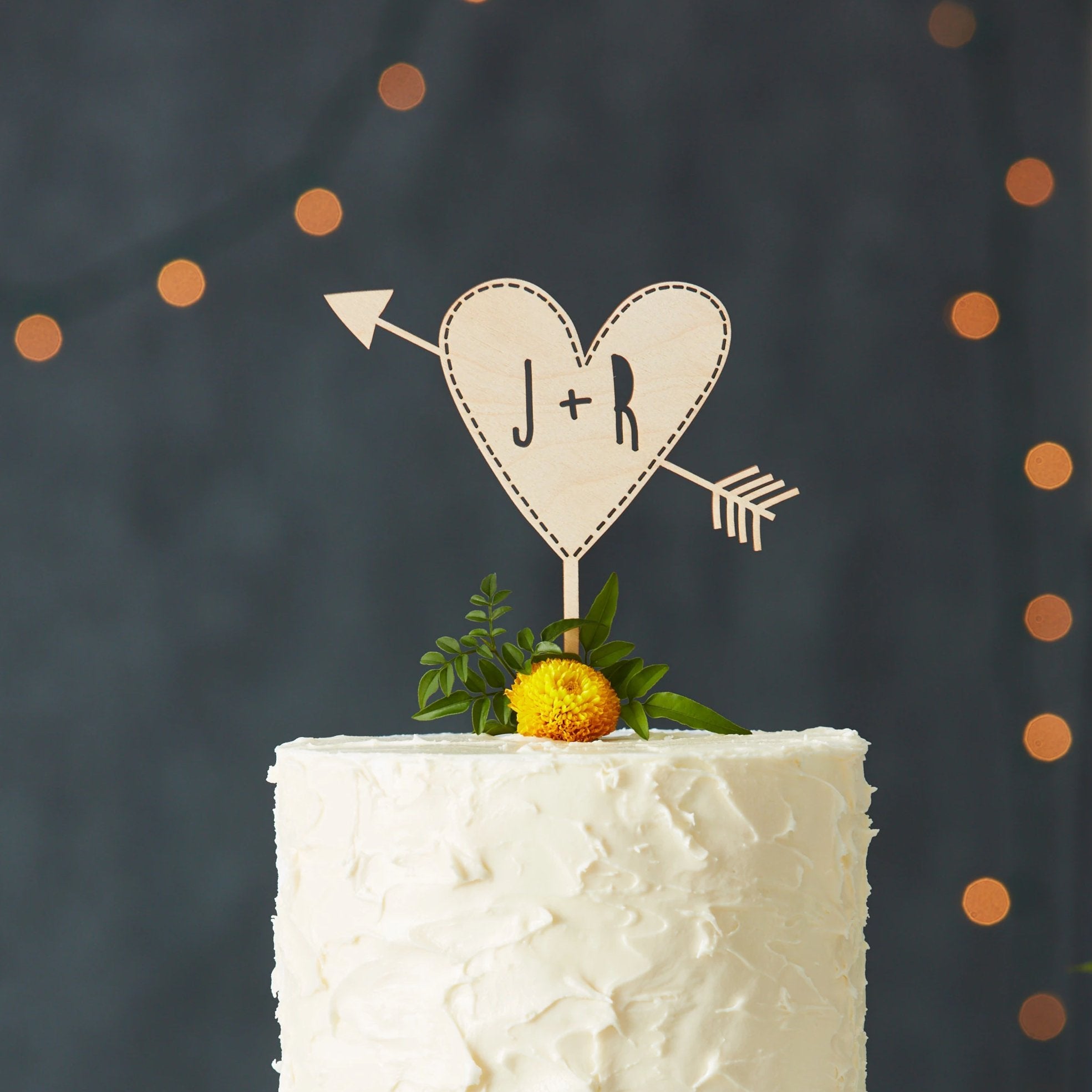 Customized Heart and Arrow Wedding Cake Topper