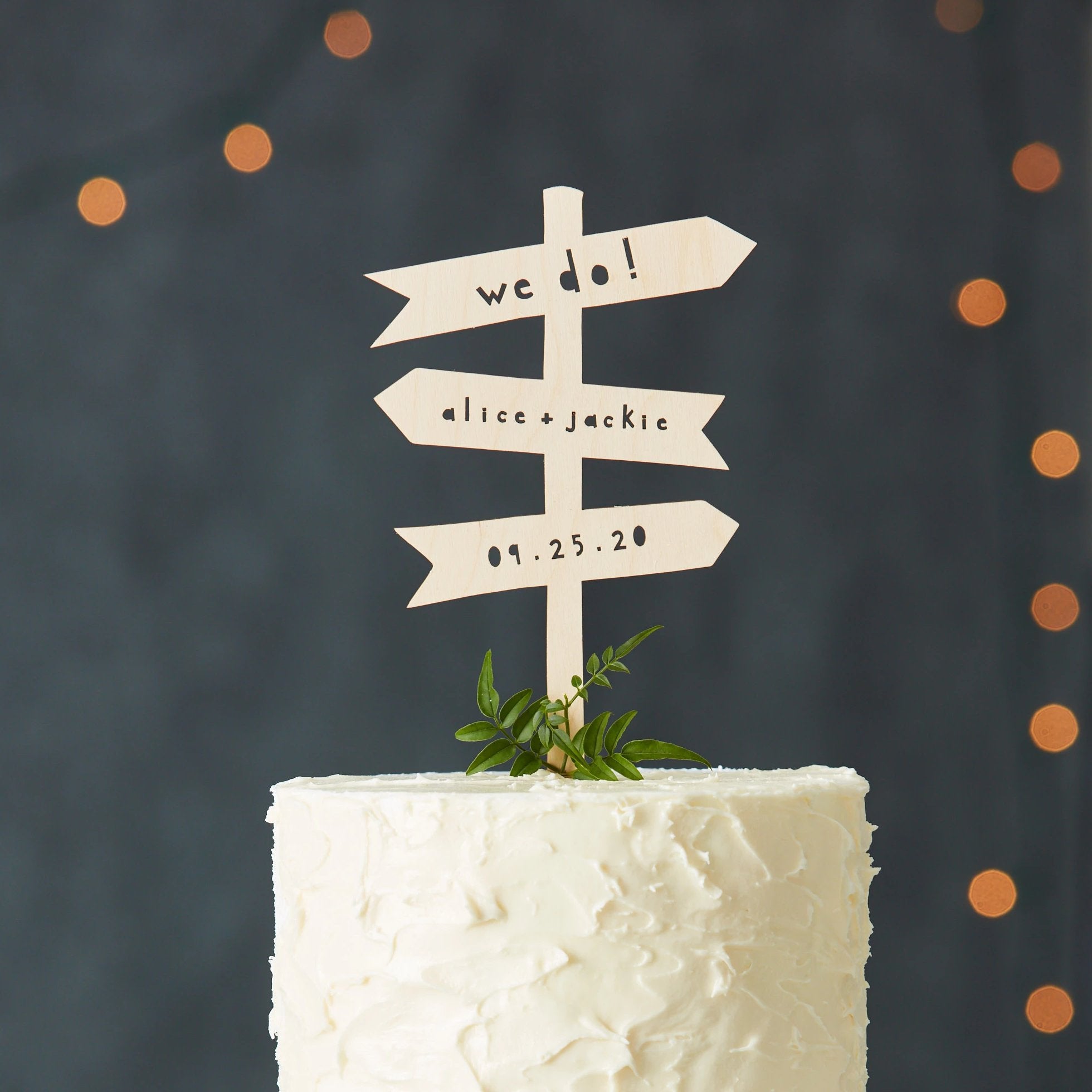 Hiking Trail Signs Wedding Cake Topper