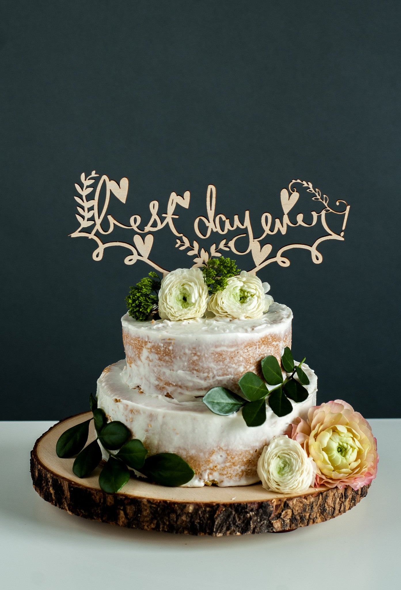 Laser-Cut Wedding Cake Topper - Best Day Ever