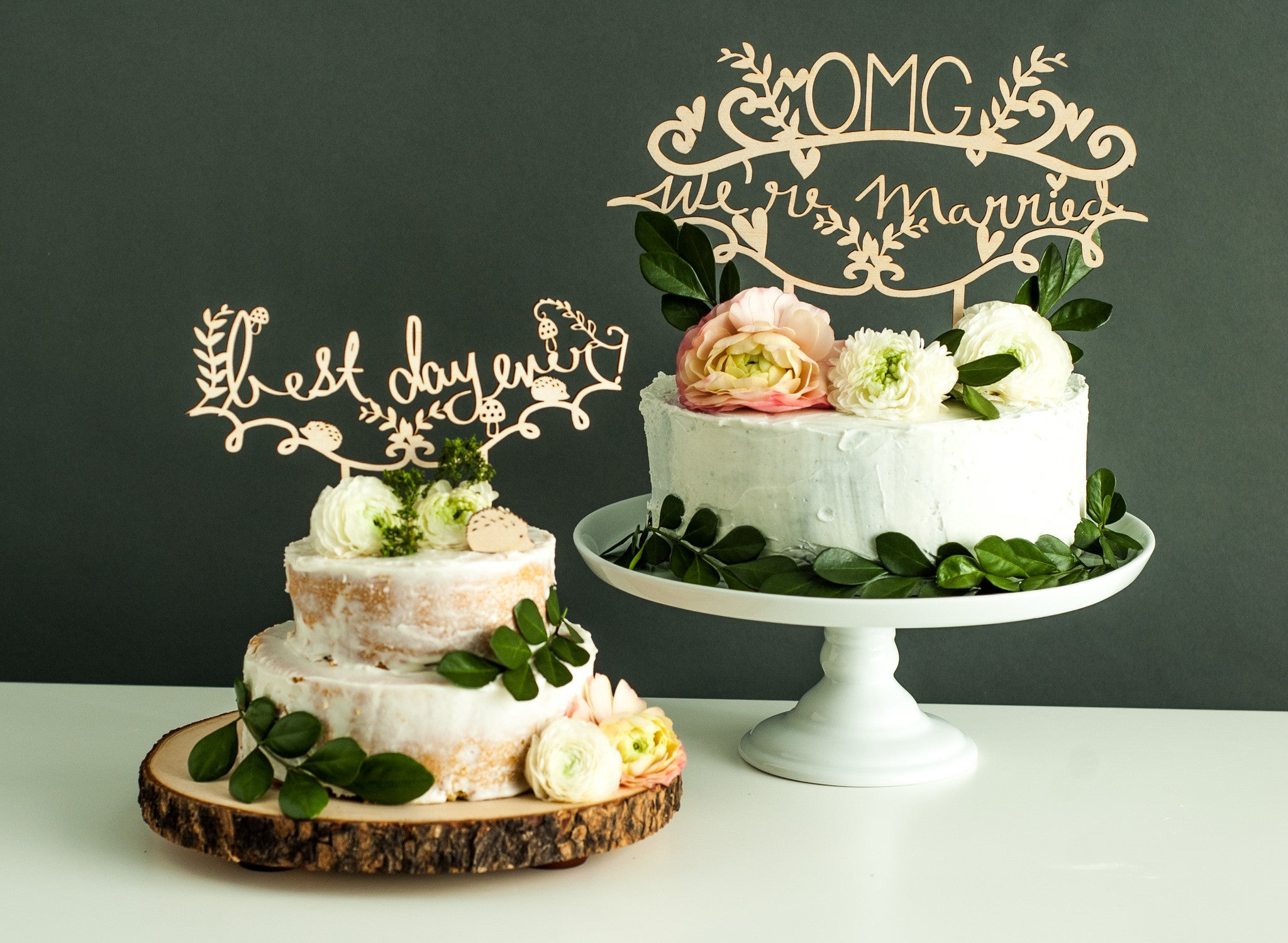 Laser-Cut Wedding Cake Topper - OMG We're Married