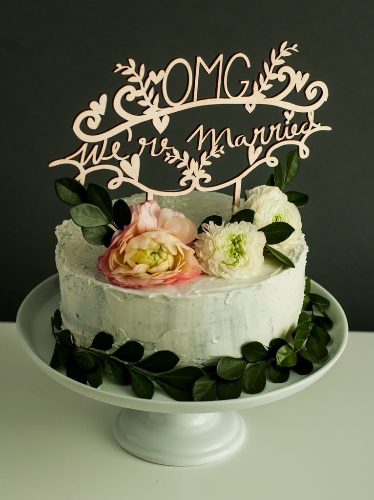 Laser-Cut Wedding Cake Topper - OMG We're Married