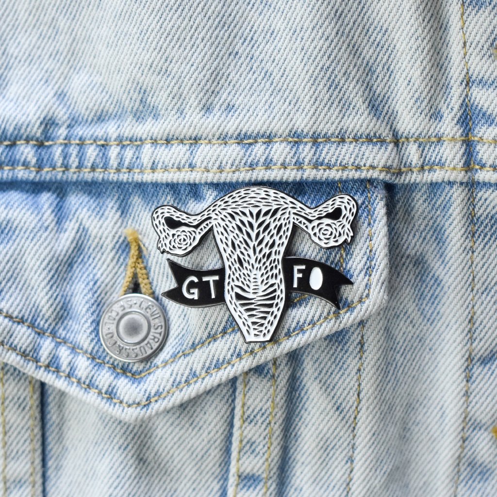 GTFO Uterus Enamel Pin