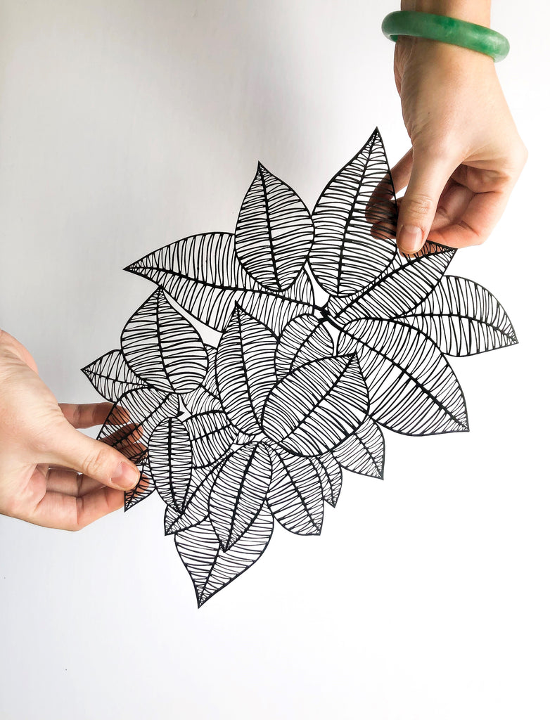 Rubber Leaves Papercutting Artwork