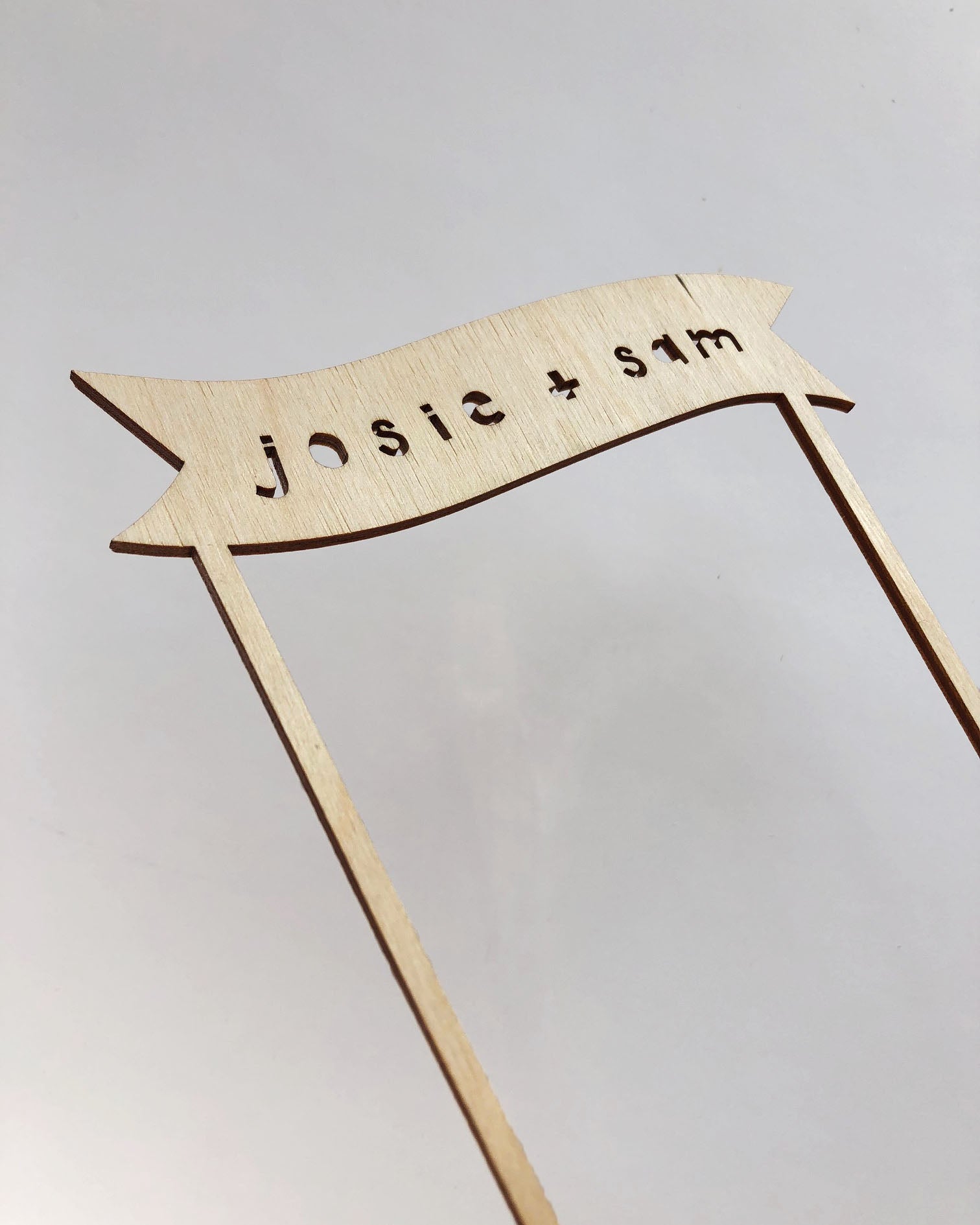 Lasercut Customizable Birch Wood Simple Banner Cake Topper, by Light + Paper, Made in Toronto