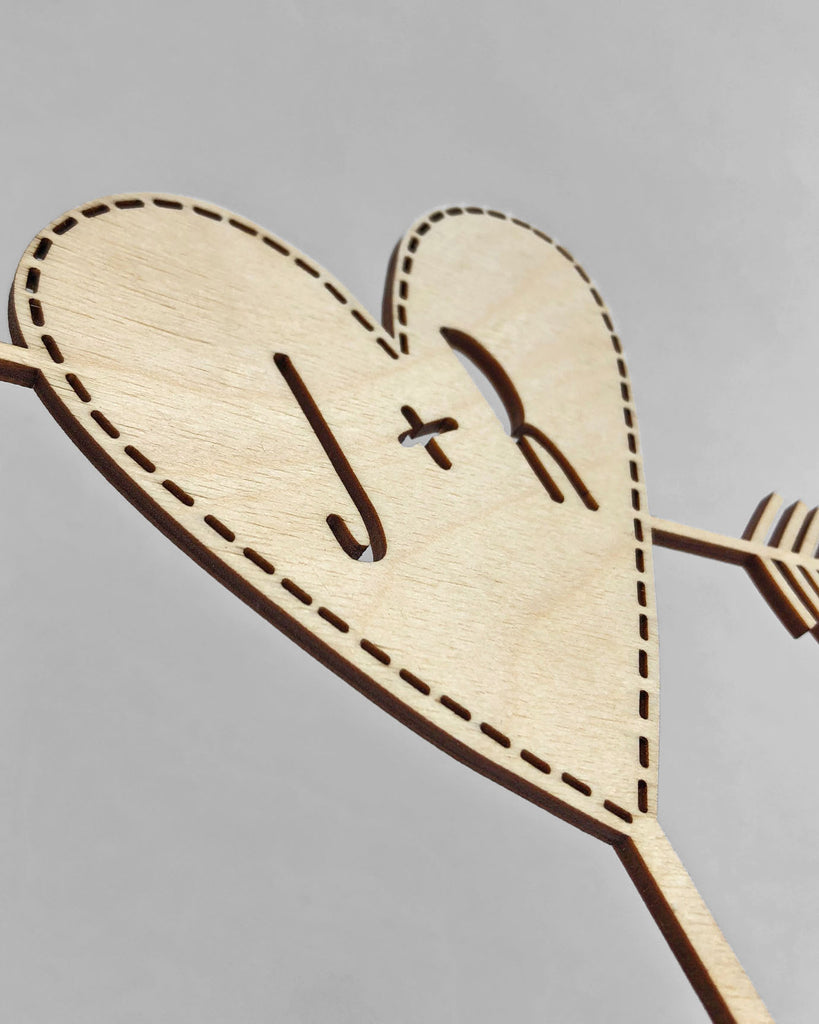 Customized Heart and Arrow Wedding Cake Topper