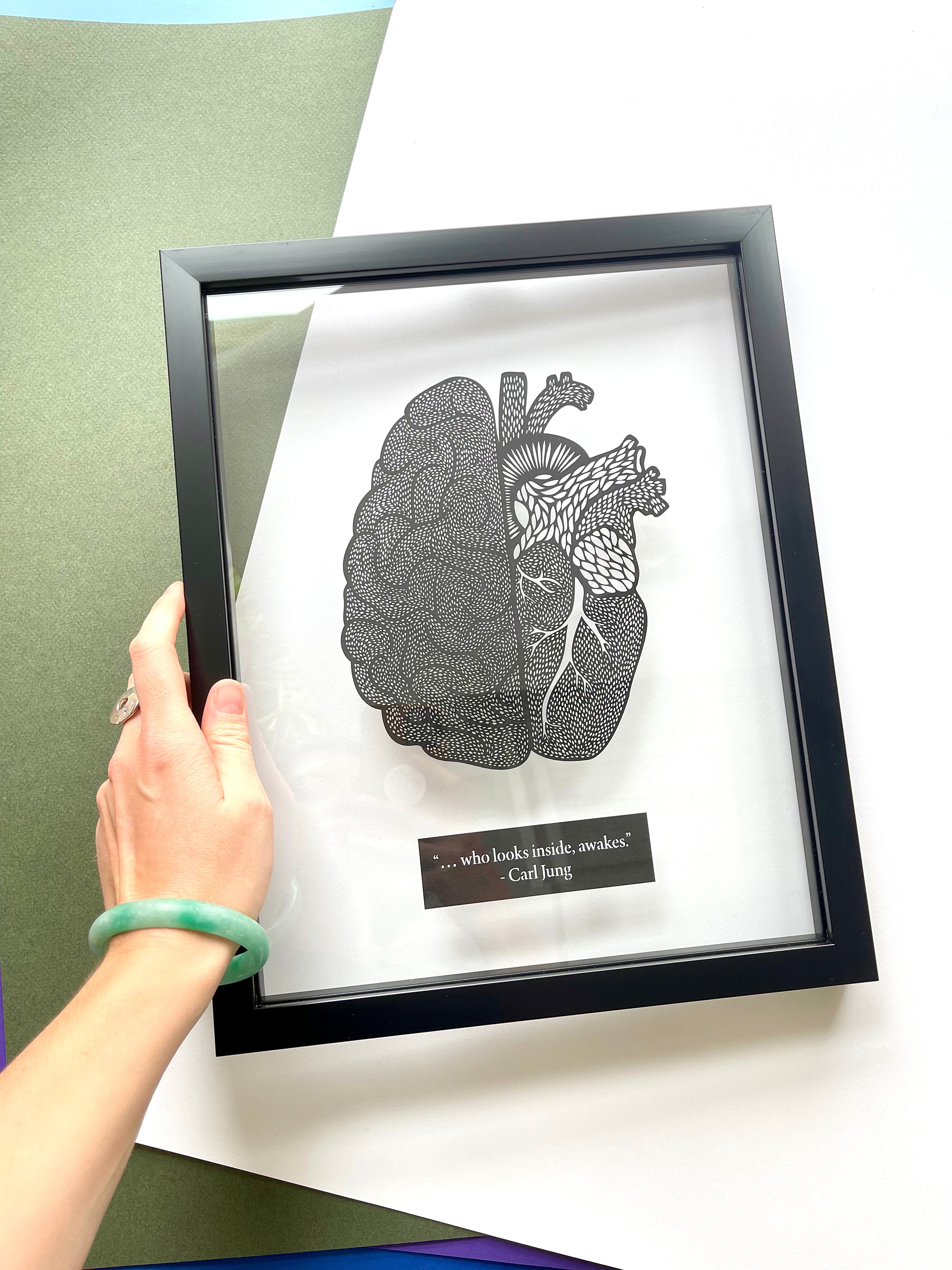 Anatomical Brain/Heart Papercutting Artwork