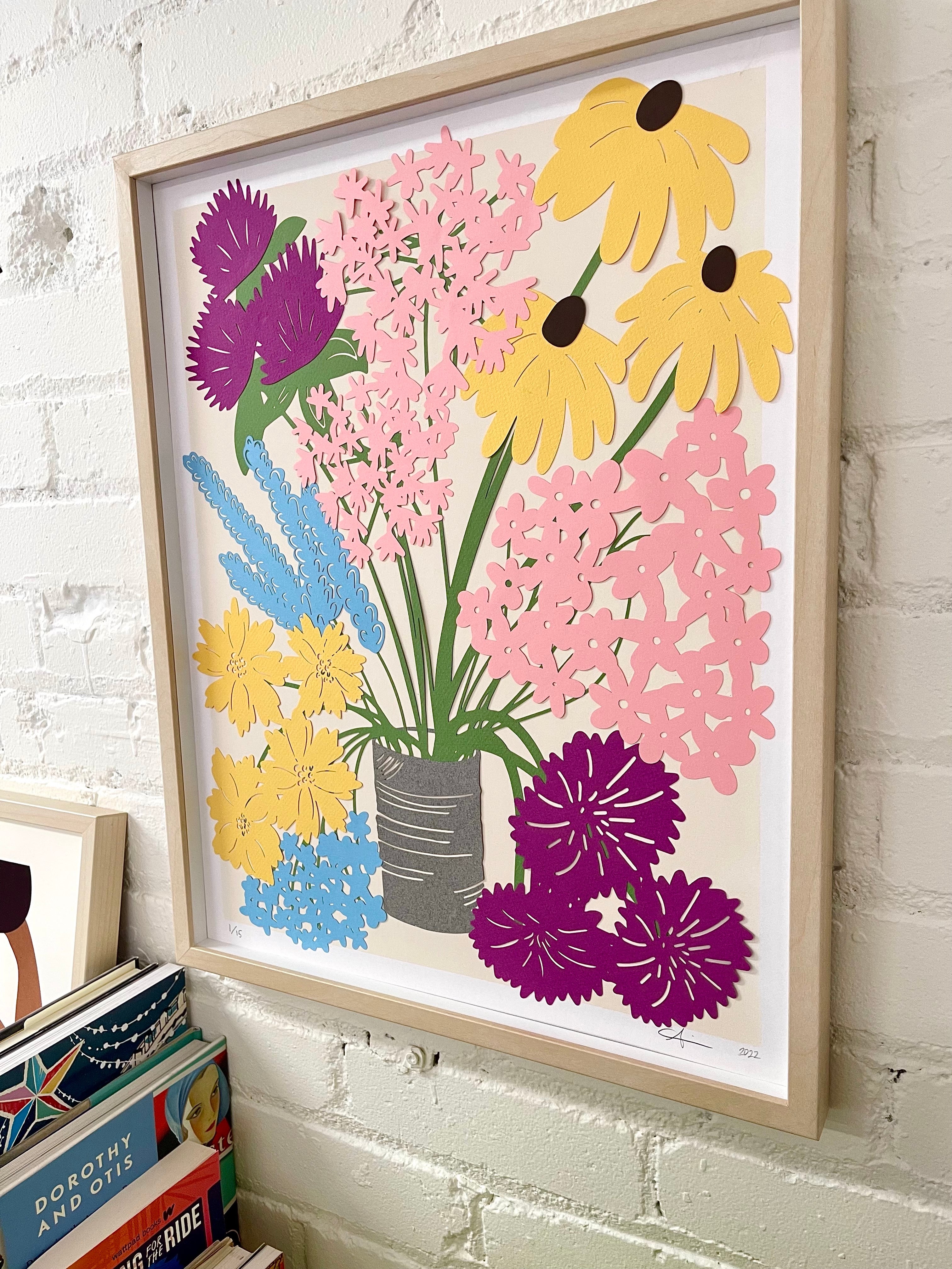 Colourful Wildflowers Signed Papercutting