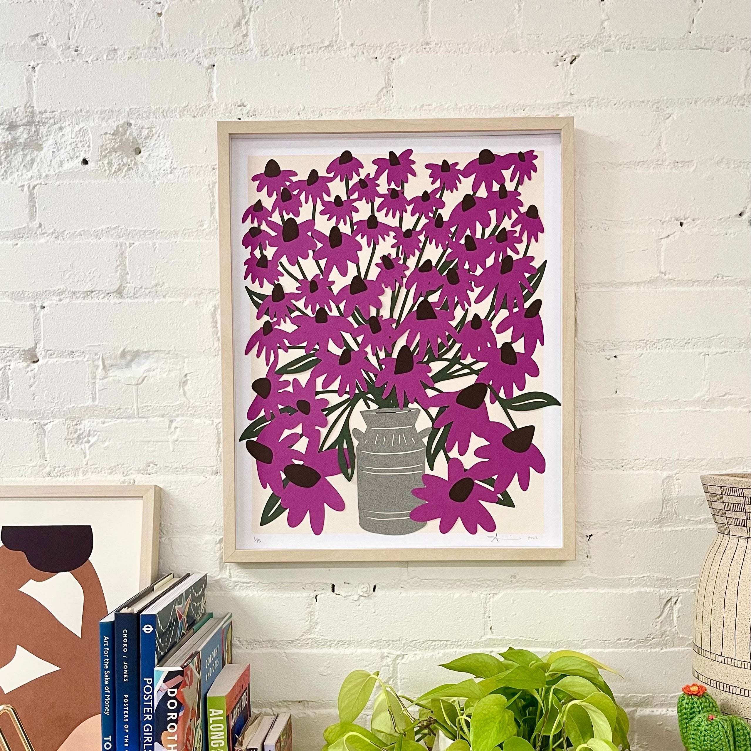 Colourful Coneflower Signed Papercutting