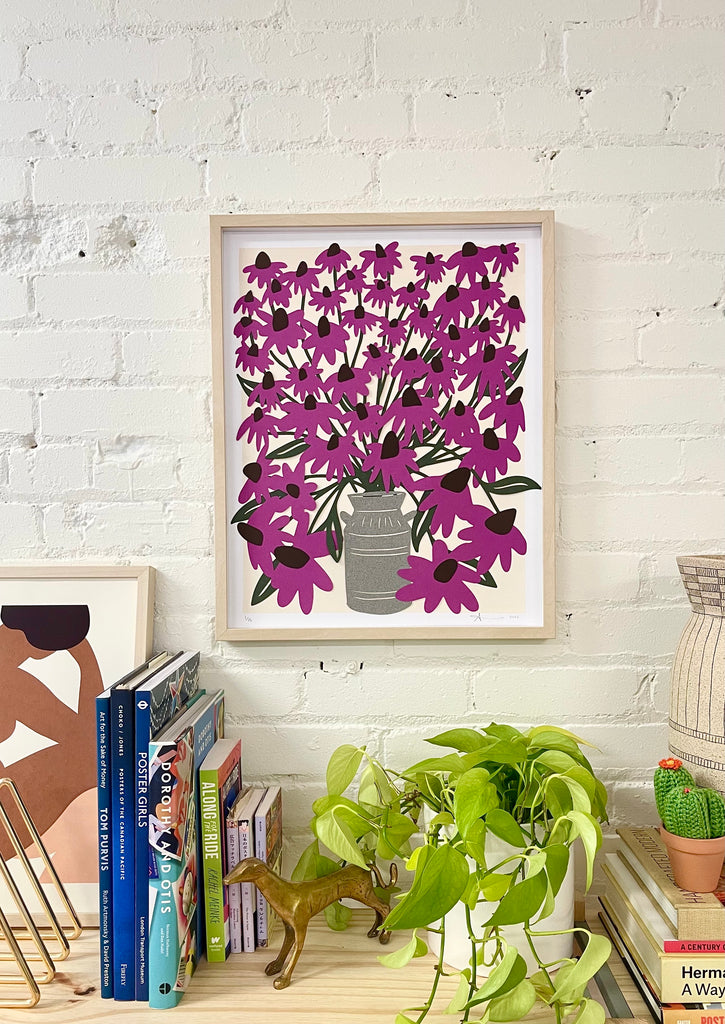 Colourful Coneflower Signed Papercutting