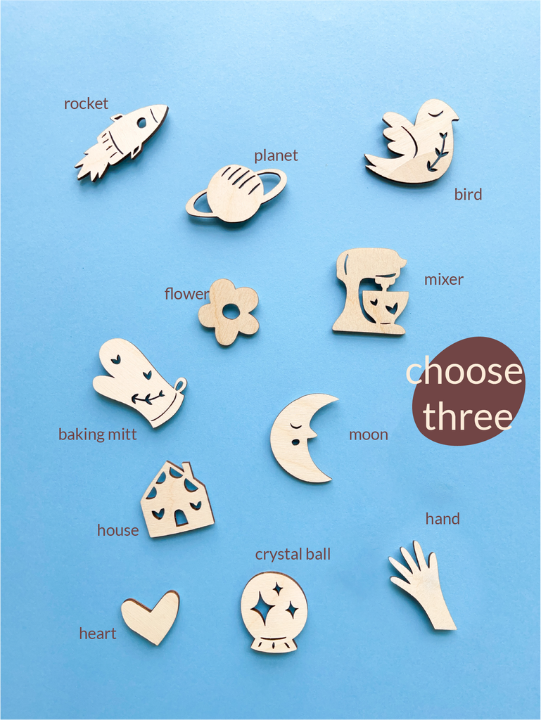 Mini Wooden Magnets - choose 3 magnets