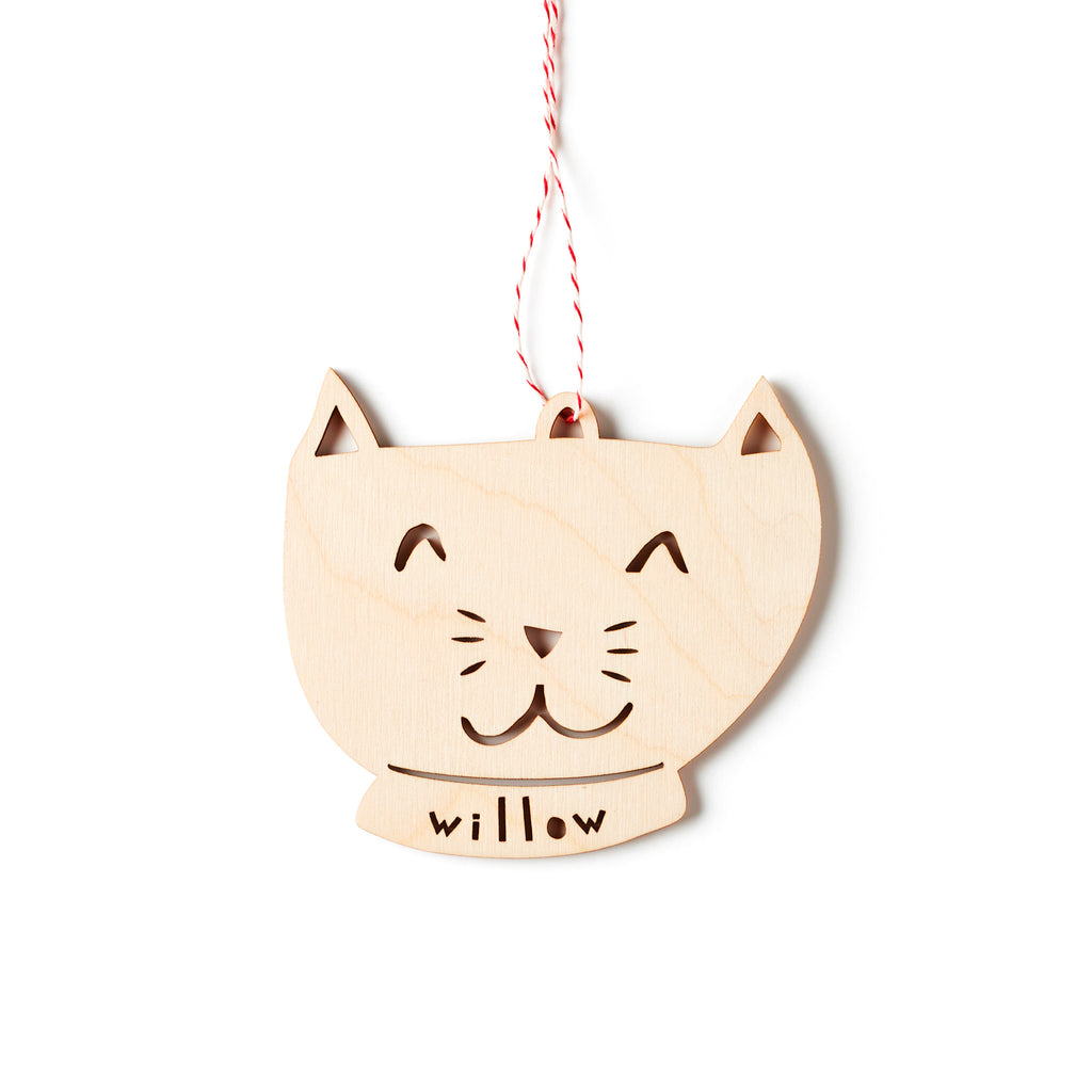 Cat Face Custom Wooden Ornament