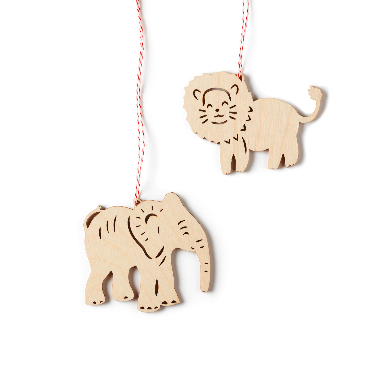 Elephant and Lion Jungle Ornaments