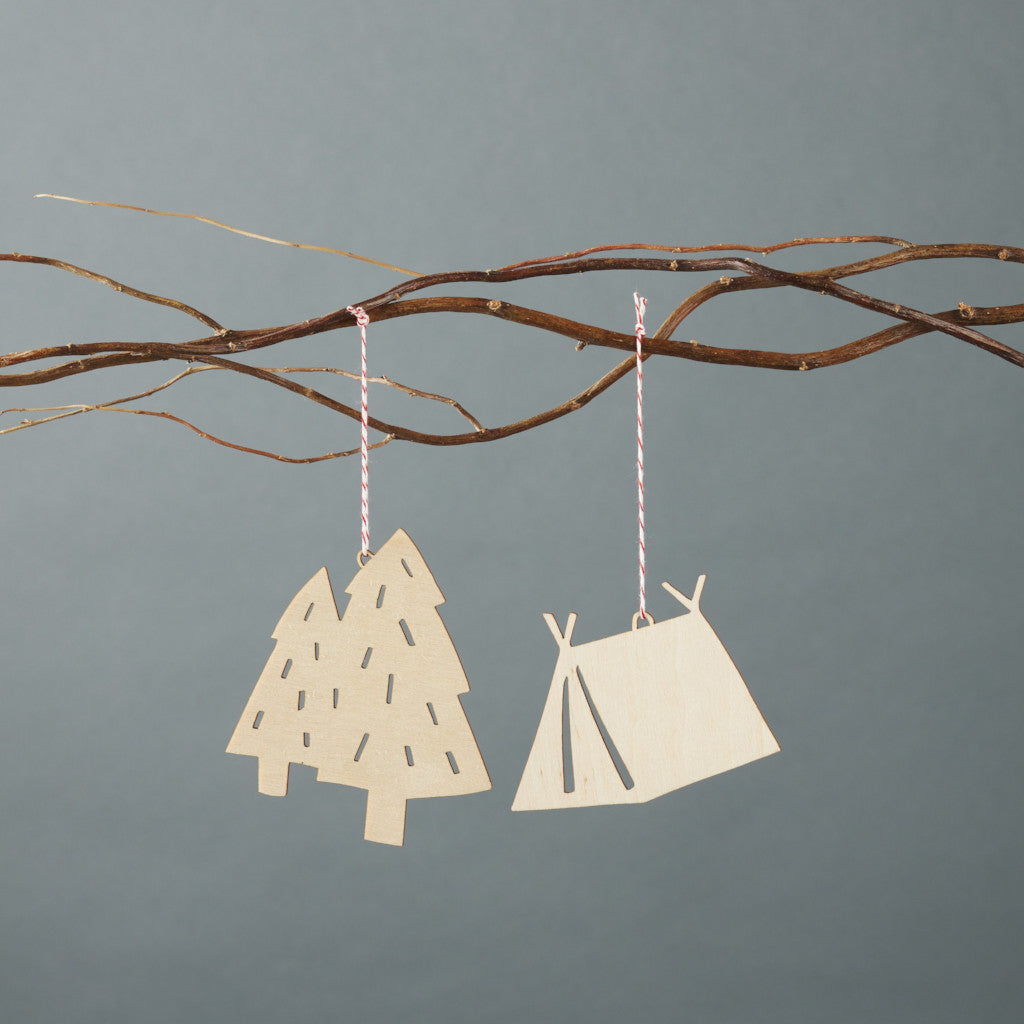 Tent x Tree Ornaments (set of 2)
