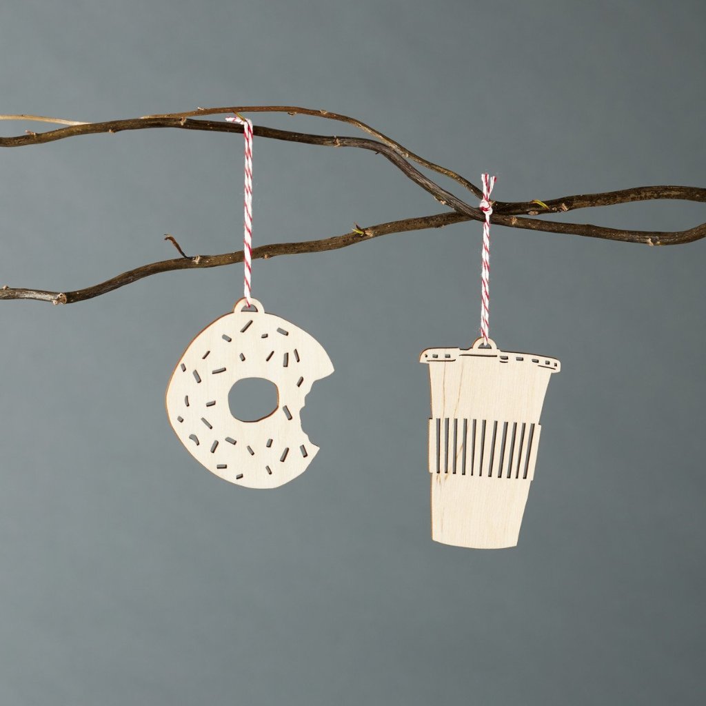 Doughnut and Coffee Ornaments (set of 2)