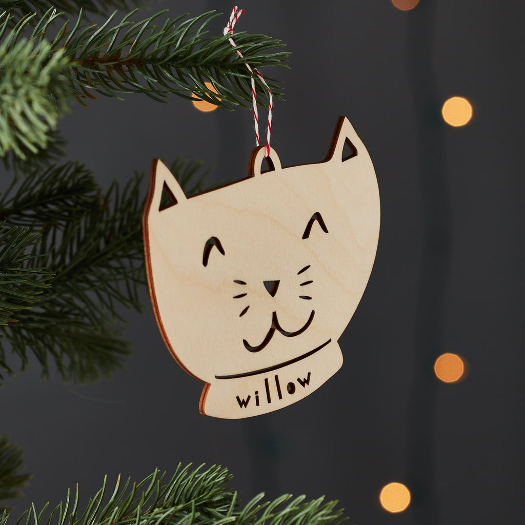 Cat Face Custom Wooden Ornament