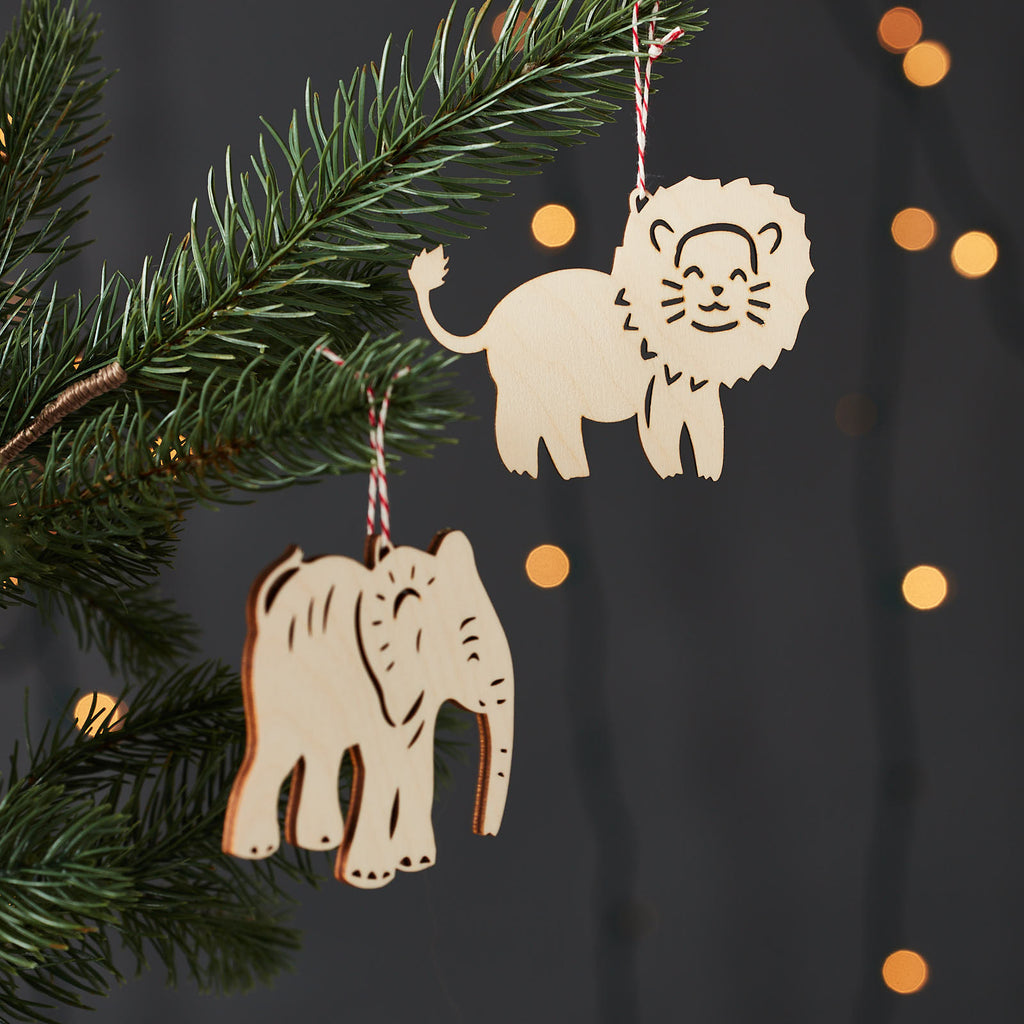 Elephant and Lion Jungle Ornaments