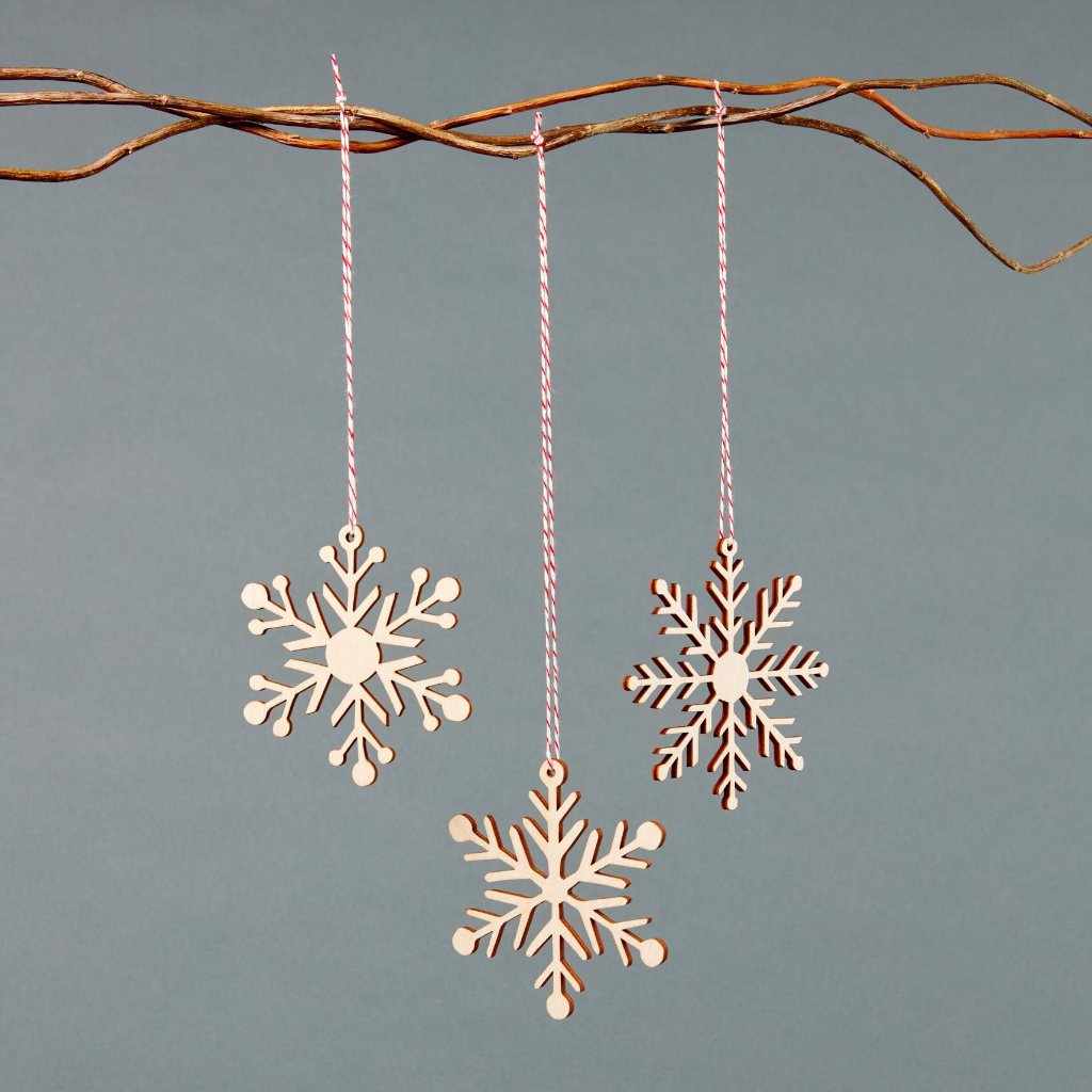 Simple Snowflakes Ornaments (set of 3)