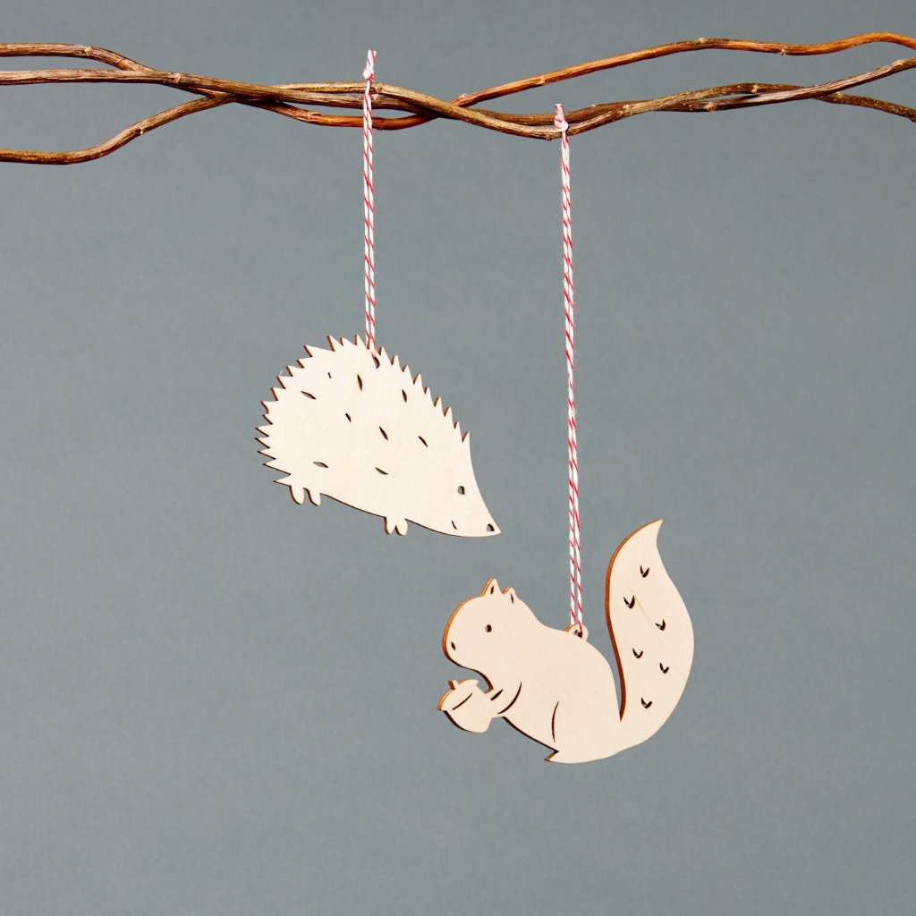 Hedgehog and Squirrel Ornaments (set of 2)