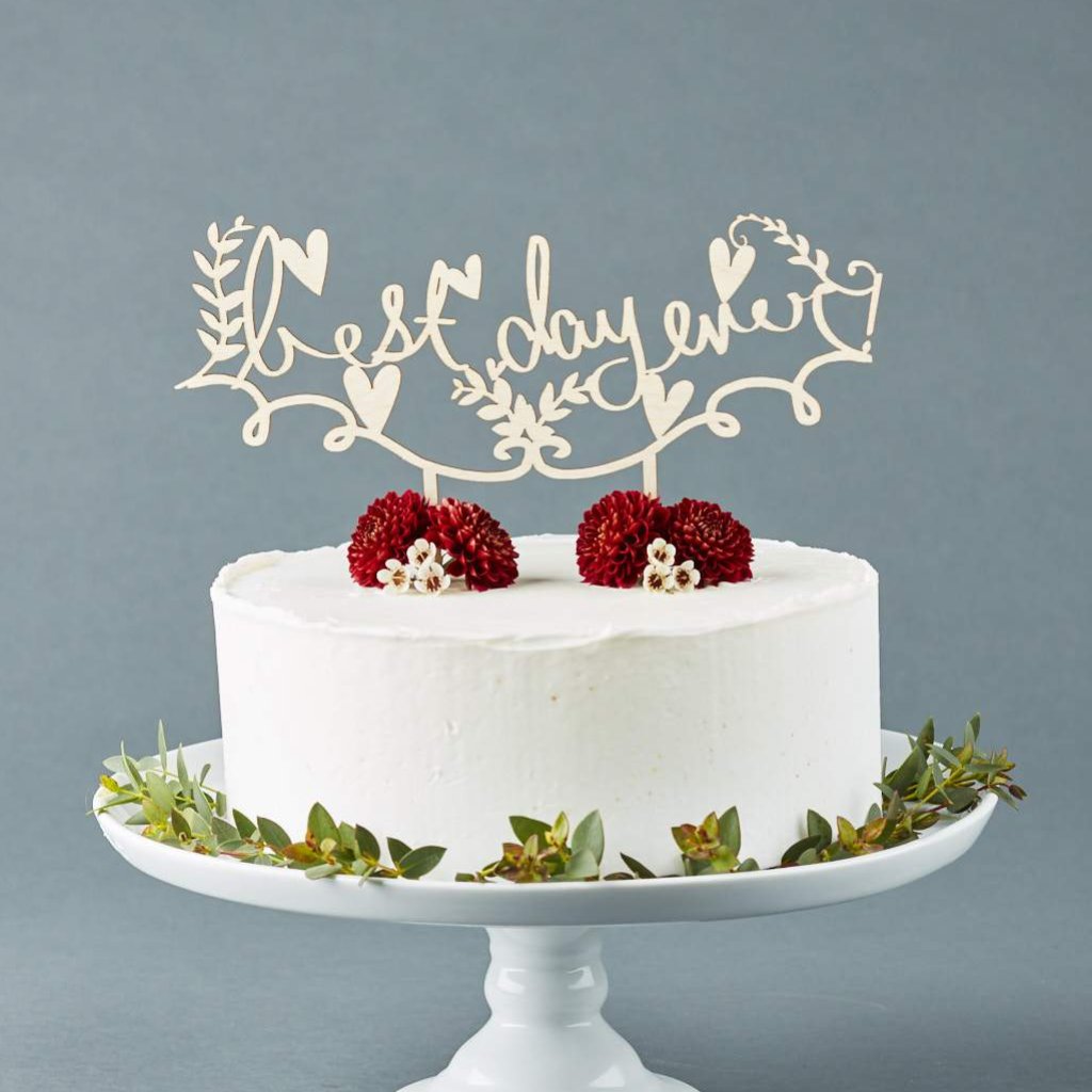 Laser-Cut Wedding Cake Topper - Best Day Ever