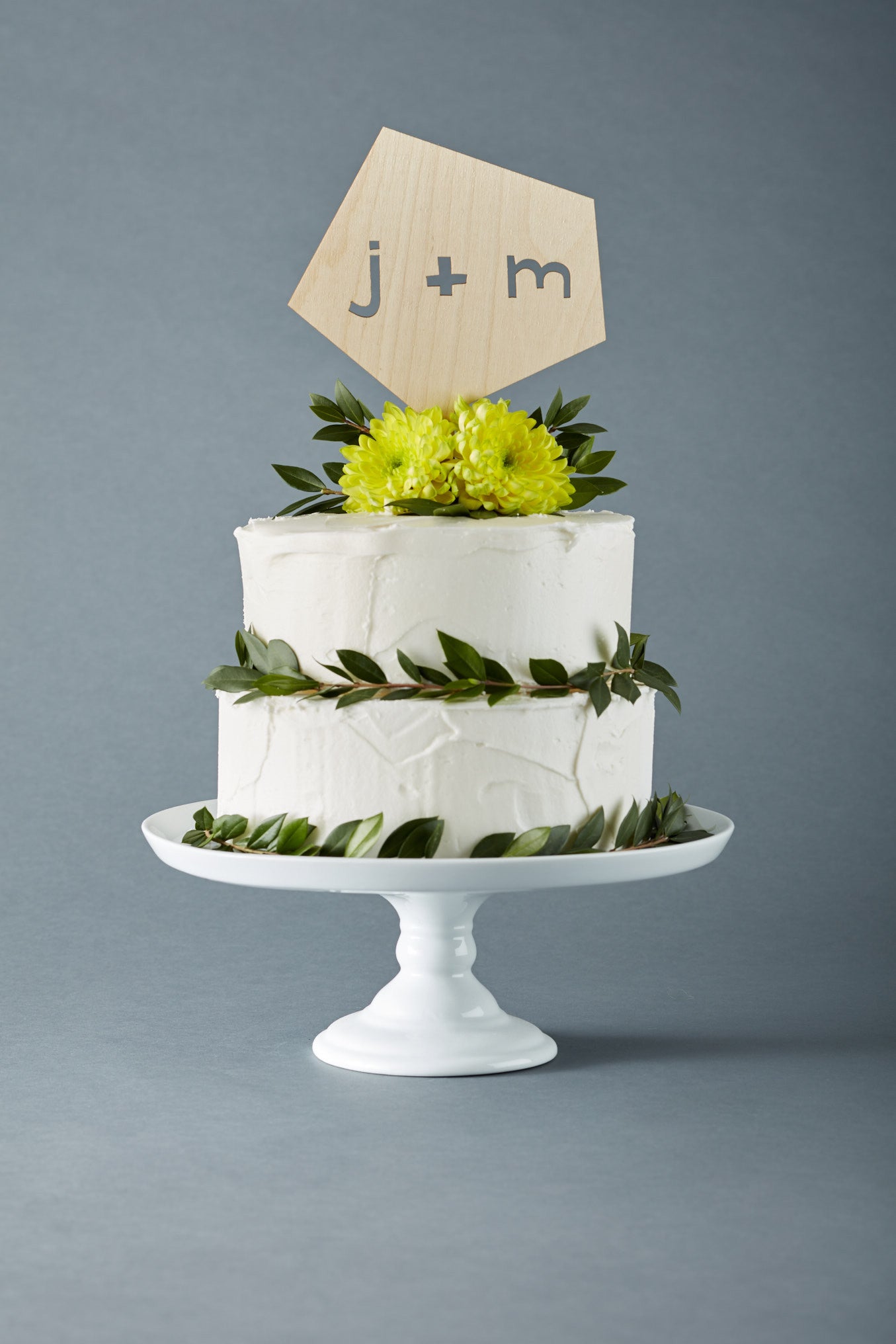 Lasercut Customizable Birch Wood Geometric Cake Topper, by Light + Paper, Made in Toronto