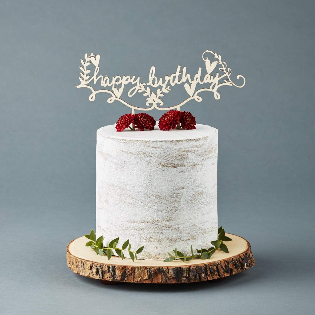 Rustic Handwritten Happy Birthday Cake Topper