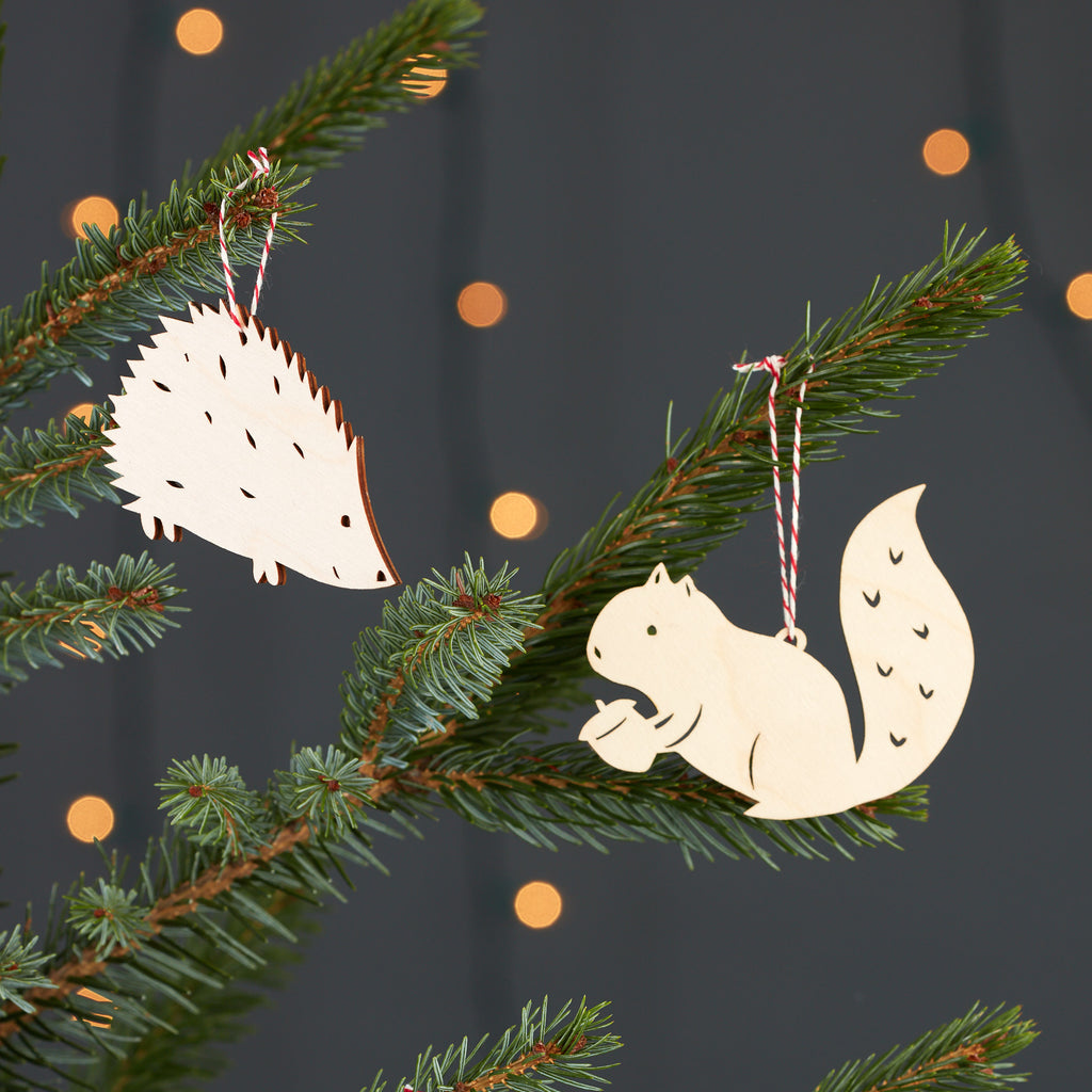 Hedgehog and Squirrel Ornaments (set of 2)