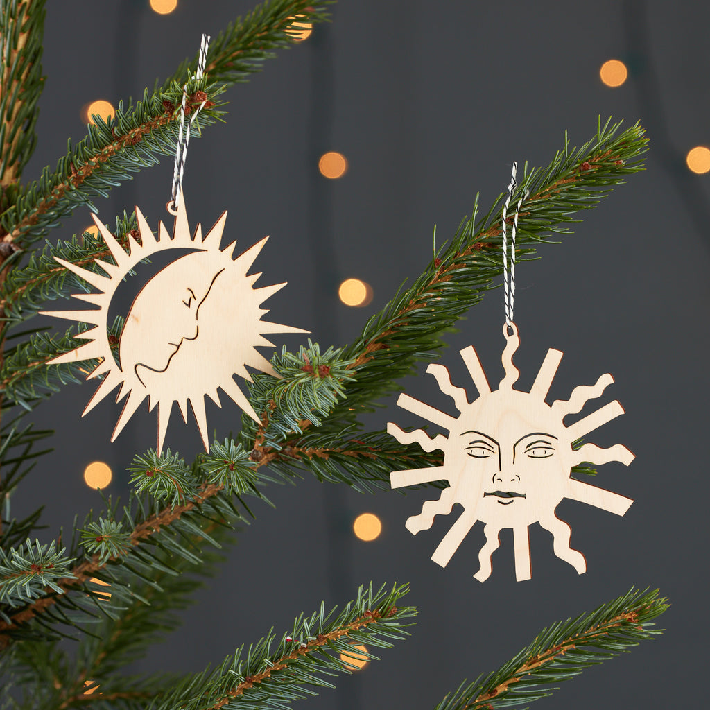 Tarot Sun and Moon Ornaments (set of 2)