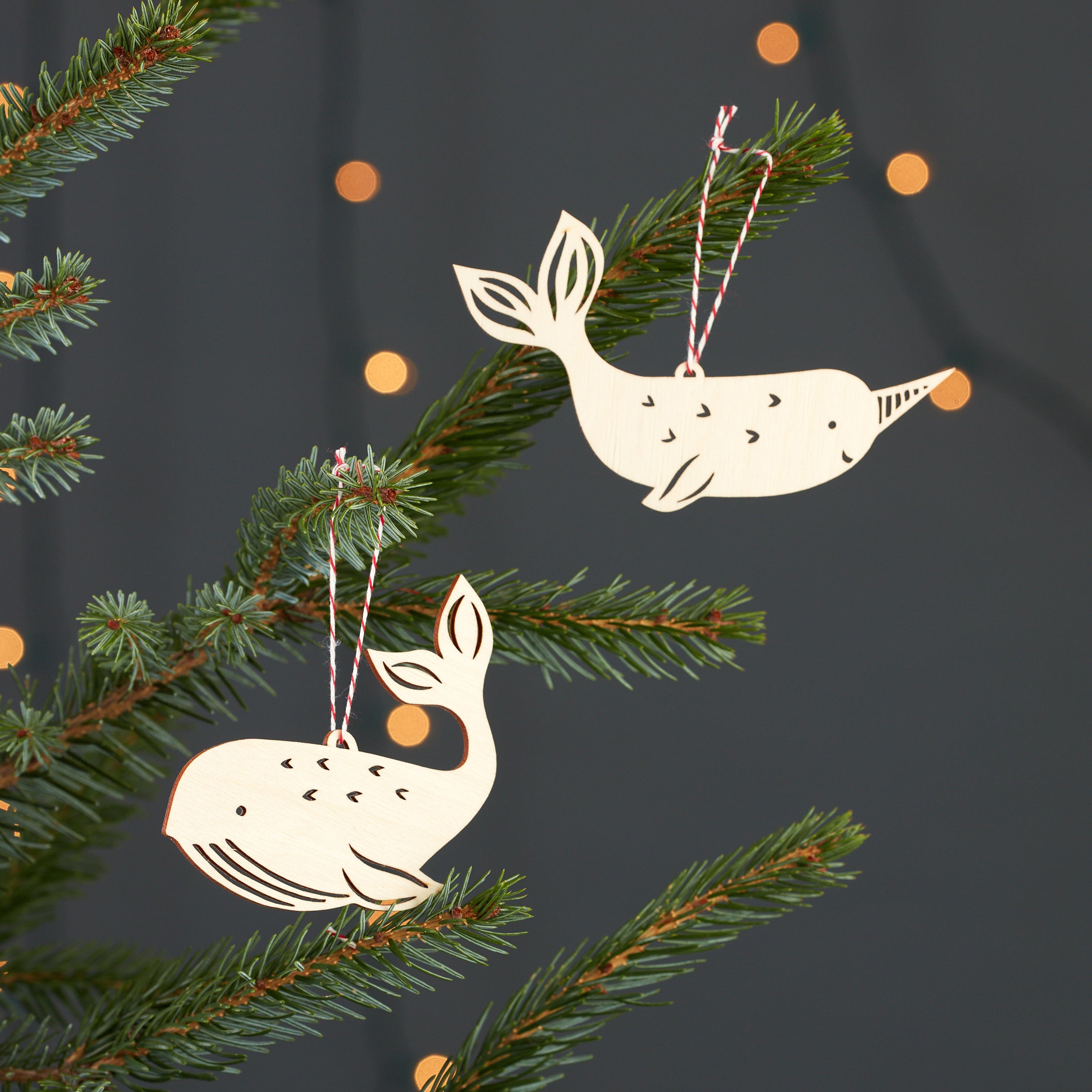 Whale and Narwhal Ornaments