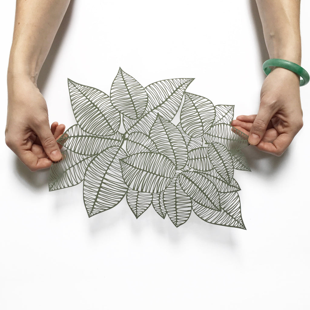 Rubber Leaves Papercutting Artwork
