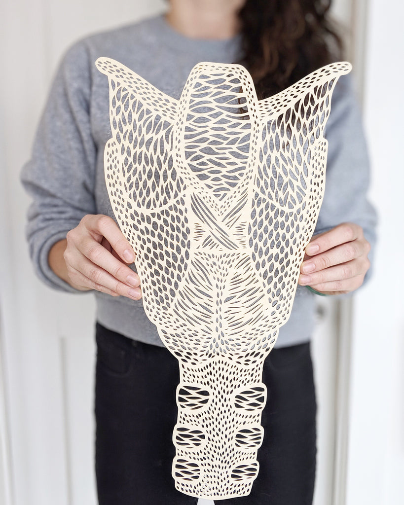 Lasercut Birch Wood Larynx Artwork, by Light + Paper, Made in Toronto