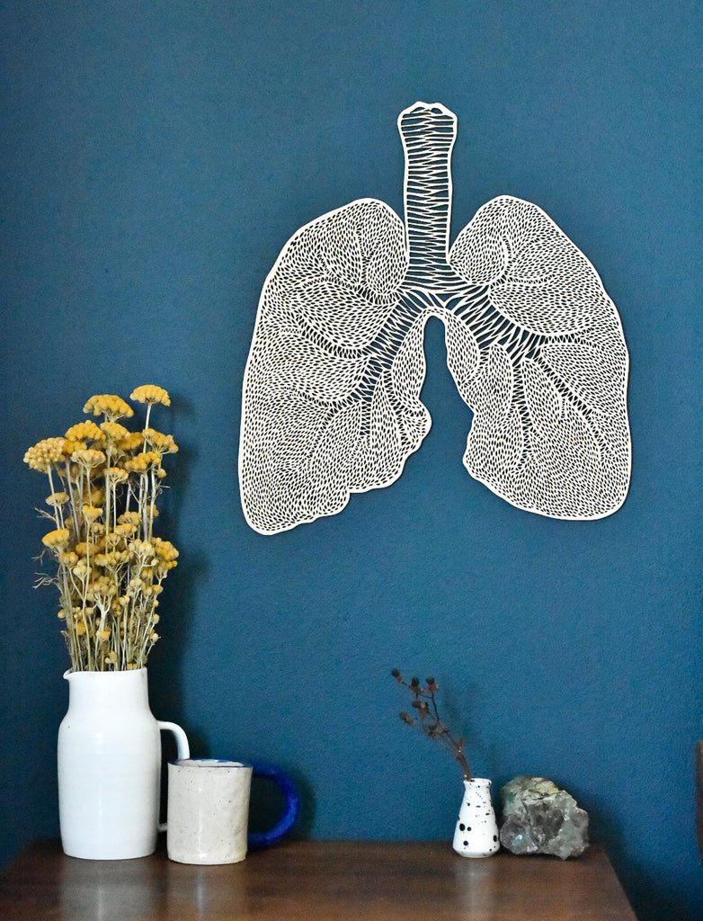 Lasercut Birch Wood Lungs Artwork, by Light + Paper, Made in Toronto