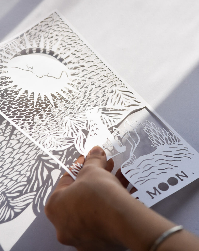 The Moon Tarot Card Papercutting