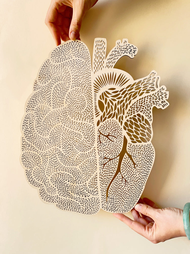 Anatomical Heart/Brain Wooden Artwork