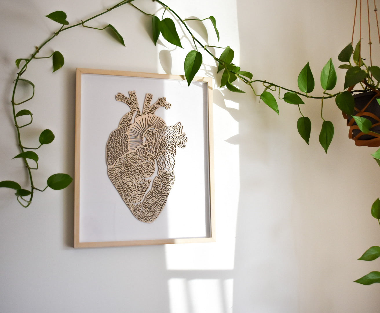 Lasercut Birch Wood Heart Artwork, by Light + Paper, Made in Toronto