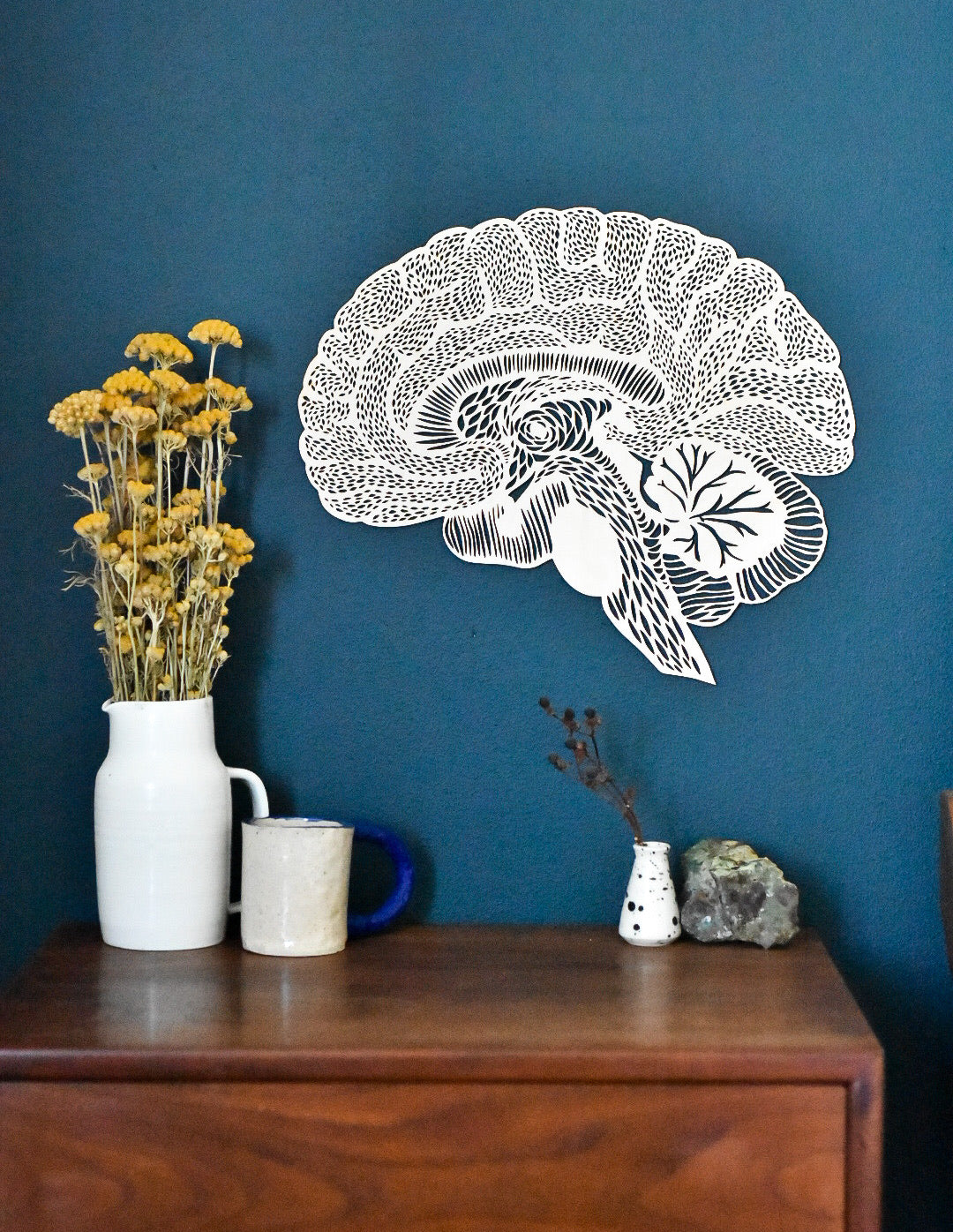 Lasercut Birch Wood Brain Artwork, by Light + Paper, Made in Toronto