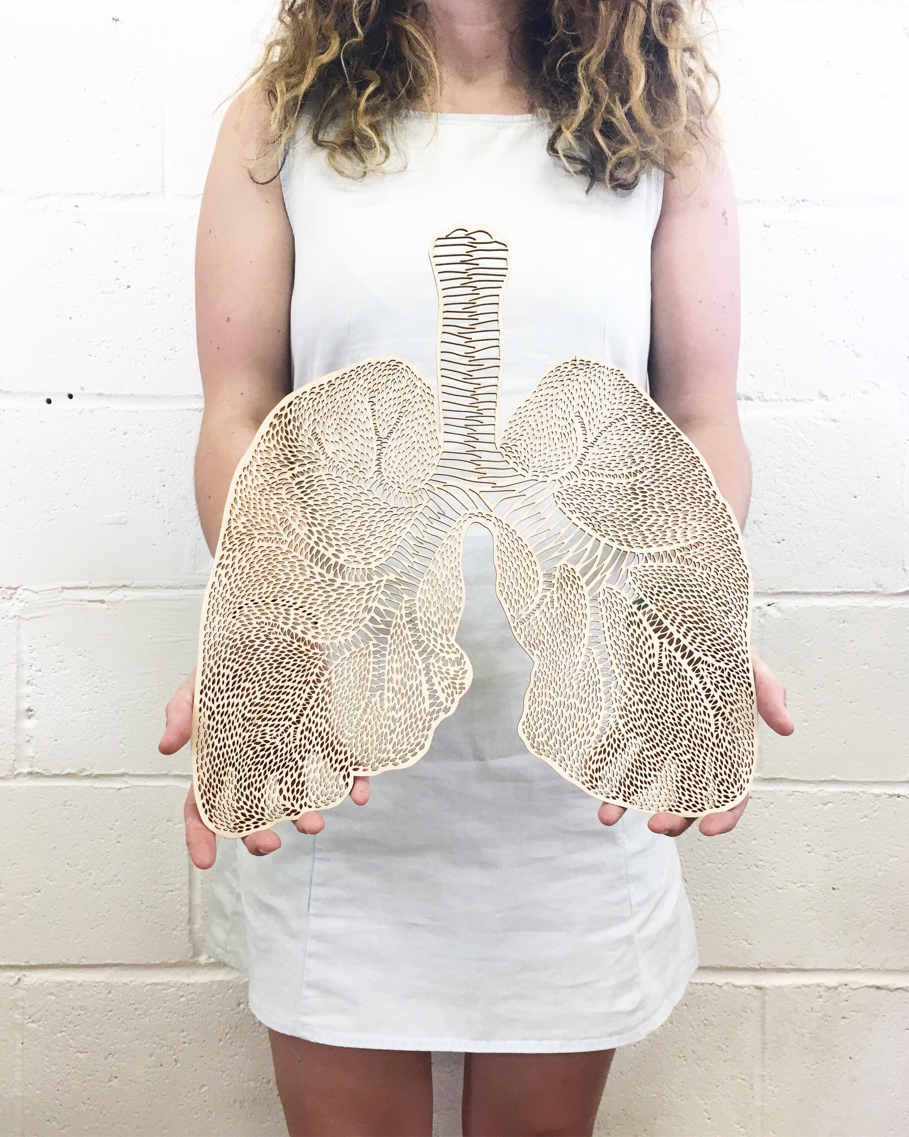 Lasercut Birch Wood Lungs Artwork, by Light + Paper, Made in Toronto