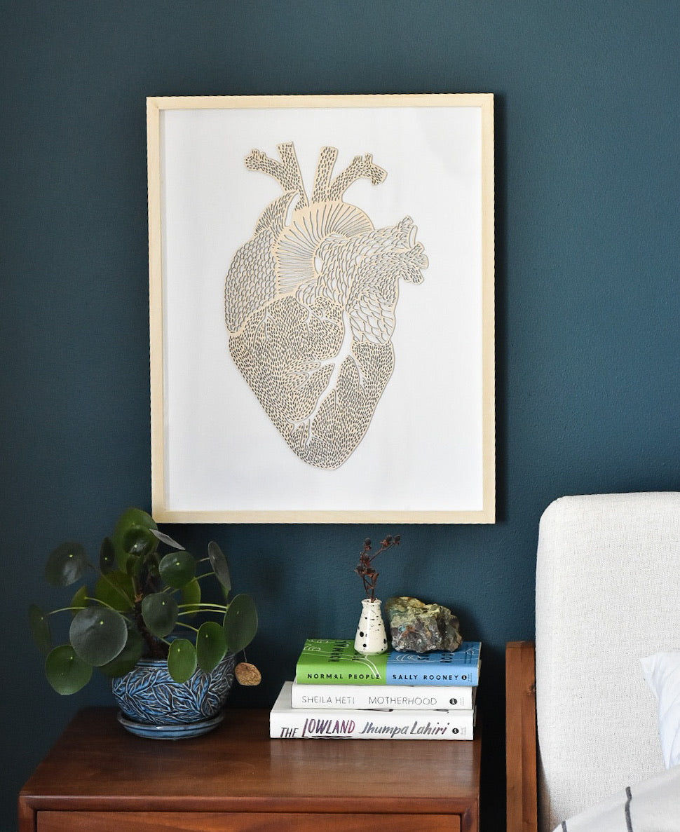 Lasercut Birch Wood Heart Artwork, by Light + Paper, Made in Toronto