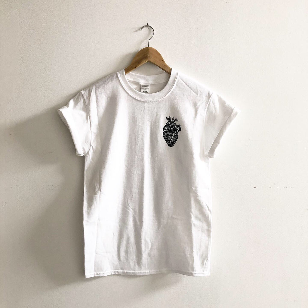 Small Heart White T-shirt - Organ Papercutting Artwork Shirt